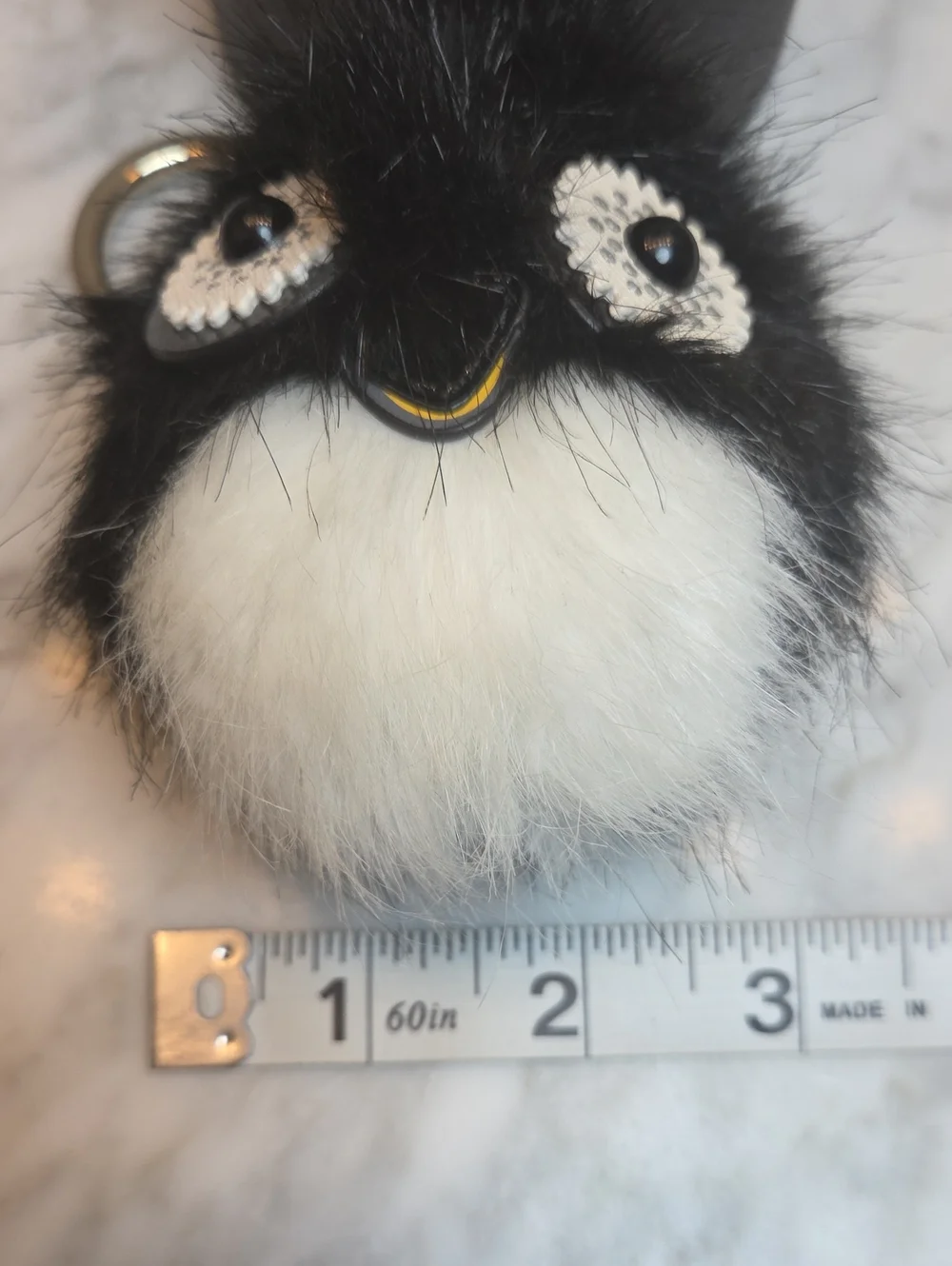 NWOT Kate Spade Novelty Black & White Penguin Faux-Fur Key Charm